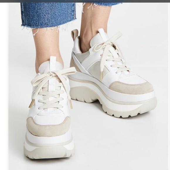 Michael Kors Felicia Leather Platform Dad Trainer Sneakers size 6.5 - Picture 5 of 16